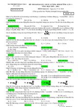 Đề thi khảo sát chất lượng bồi dưỡng lần 1 năm học 2015 - 2016 môn Vật lý 12
